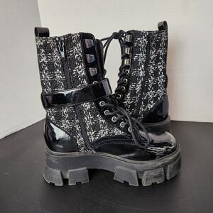 Grandleap Women's Combat Ankle Boots Goth